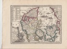"Le Royaume de Danemark" subdivisé en ses quatre dioceses avec les isles adjacentes ,le duché de Slewick  -Carte gravée d'époque coloris époque avec ...