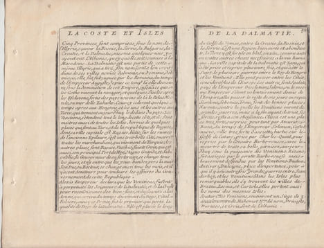 LES ISLES ET COSTE DE LA DALMATIE ou se trouvent la Republique de Raguse et partie de la Servie (Serbie).Carte gravée d'époque coloris époque avec ...