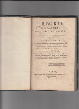 Theorie des langues française et latine ou procédés neufs et analytiques ,suivis d'un abregé de syntaxe latine. Buffet J.M.