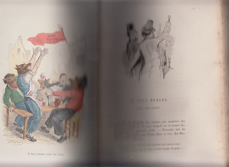 Cent Proverbes -Texte par trois têtes dans un bonnet.- planches en couleurs.. GRANDVILLE, QUITARD Pierre-Marie (1792-1882).etc