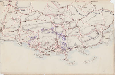 FREGATE ECOLE IPHIGENIE CAMPAGNE 1890-91,manuscrit marine ecole navale : exercices sur la carte éxecutés en 1897