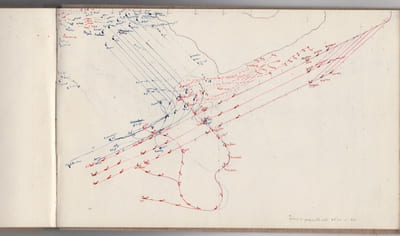 FREGATE ECOLE IPHIGENIE CAMPAGNE 1890-91,manuscrit marine ecole navale : exercices sur la carte éxecutés en 1897