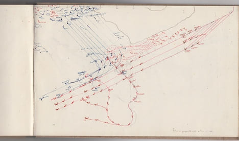FREGATE ECOLE IPHIGENIE CAMPAGNE 1890-91,manuscrit marine ecole navale : exercices sur la carte éxecutés en 1897. manuscrit marine