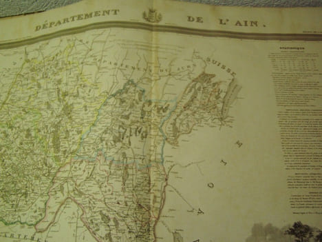 Carte du Département de l' AIN avec vue dréssée par Donnet. Alexis Donnet DONNET ,FREMIN et LEVASSEUR ou DONNET and MONIN