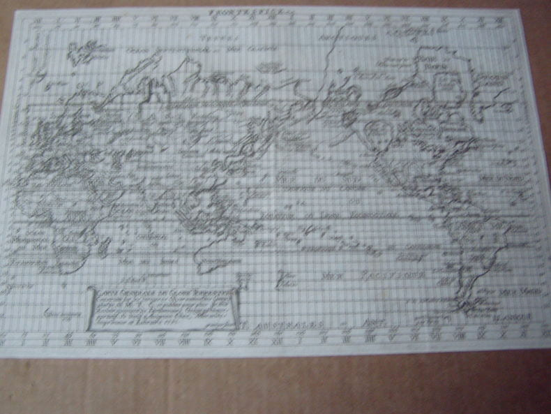 carte generale du globe terrestre,1751,frontispice du Dictionnaire g&eacute;ographique portatif ou du Trait&eacute; de GEOGRAPHIE moderne par GIBRAT . 