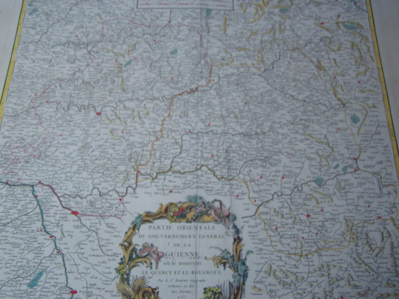 carte geographique PARTIE ORIENTALE DU GOUVERNEMENT GENERALE DE LA GUIENNE ou se trouvent le Quercy et le Rouergue. ROBERT DE VAUGONDY