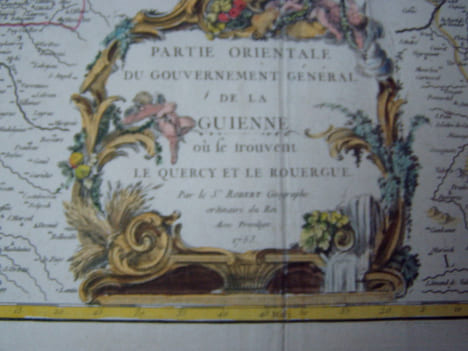carte geographique PARTIE ORIENTALE DU GOUVERNEMENT GENERALE DE LA GUIENNE ou se trouvent le Quercy et le Rouergue. ROBERT DE VAUGONDY