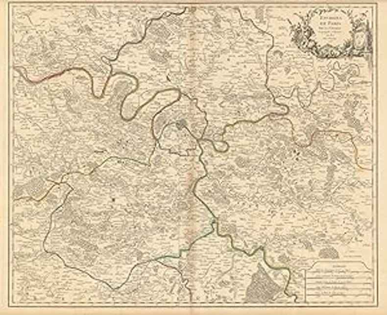 Carte géographique Environs de Paris, par le Sr Robert. (1752/3 ?). Gilles ROBERT DE VAUGONDY (Didier Robert de Vaugondy)