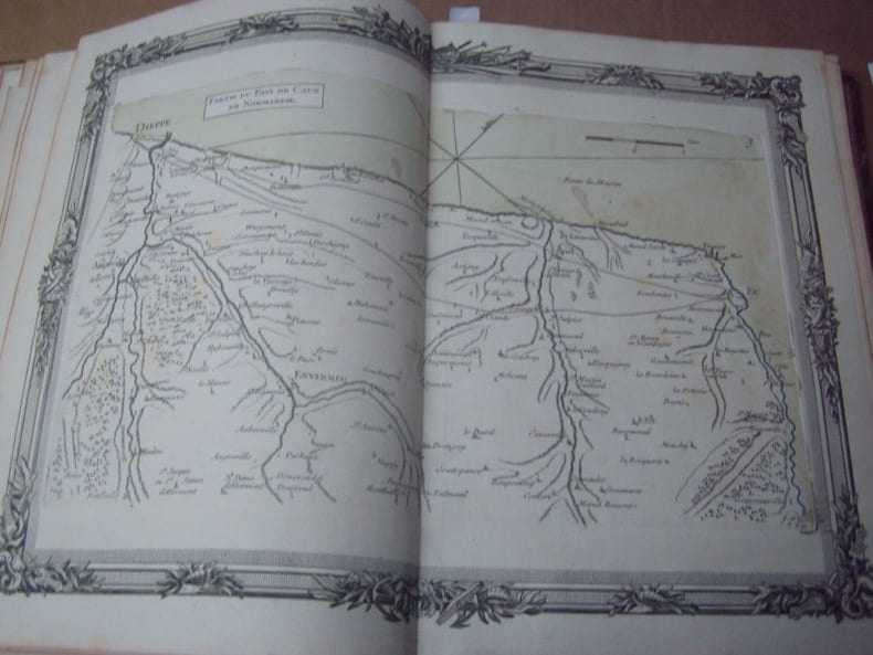 BRION DE LA TOUR  L .Partie du Pays de Caux en Normandie. (3) . carte colori&eacute;e encadr&eacute;e d'une belle bordure grav&eacute;e. BRION DE LA TOUR  L .