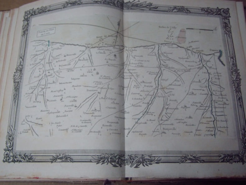 BRION DE LA TOUR  L .  Partie du Pays de Caux. (4). carte colori&eacute;e encadr&eacute;e d'une belle bordure grav&eacute;e. BRION DE LA TOUR  L .