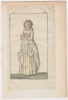 Dame,costume parisien N° T1 an  (1789), eau-forte aquarellée. Le Journal des Dames et des Modes, Costume Parisien., .an 1789