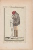 Chapeau capote, schall de Casimir ,costume parisien N° 175 an 8 (1800), eau-forte aquarellée. Le Journal des Dames et des Modes, Costume Parisien., ...