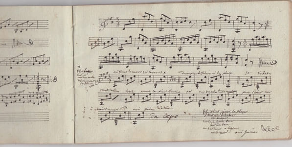 RECEUIL MANUSCRIT de romances partitions manuscrites (arrangements pour guitare)