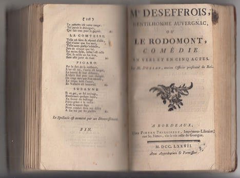 RECUEIL DE 7 PIECES de theatre XVIIIe. siécle dont des éditions originales : Voltaire / Hume, David (Pseud.) : Le Caffe ou L'Ecossaise, comedie. ...