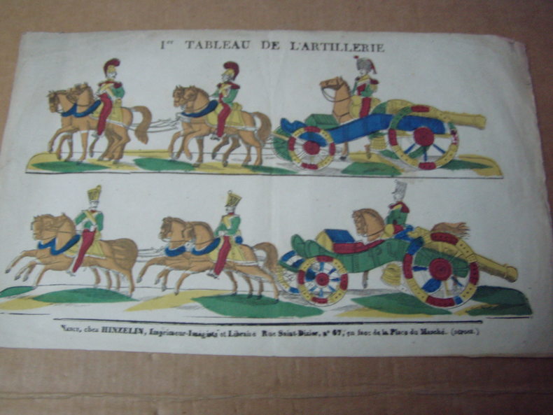 1er tableau de l'artillerie,(cavalerie),image d'Epinal. images d' epinal