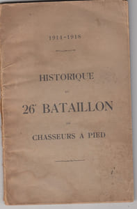 Historique du 26e bataillon de chasseurs à pied : 1914-1918