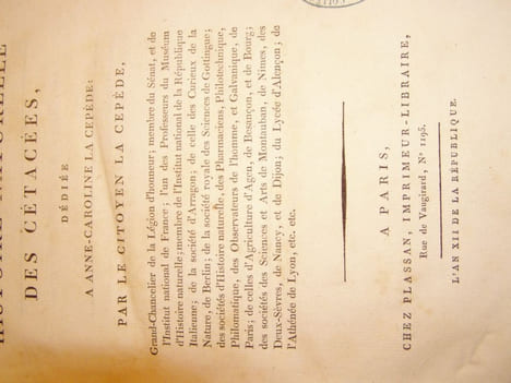 Histoire naturelle des cétacées . Lacépède, Bernard Germain Étienne de la Ville