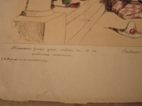 Memento homo quia pulvis es et pulverem reverteria - Pl. n°1. de la série "Cérémonie des cendres politiques".Lithographie, Coloriée.. Grandville & ...