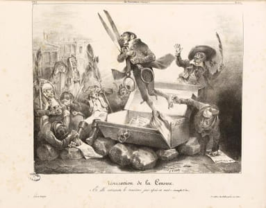 Résurrection de la Censure Et elle ressuscita le troisième jour après sa mort » (évangile St Luc) - Lithographie en noir.