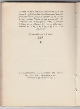 Images de l'homme immobile de Jean Garamond.Captif de ton jour et captif de ta nuit. LEVIS MANO (Guy)