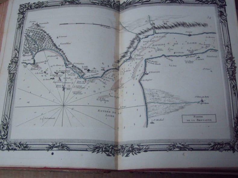 BRION DE LA TOUR  L .  Partie de la BRETAGNE. (34). carte colori&eacute;e encadr&eacute;e d'une belle bordure grav&eacute;e. BRION DE LA TOUR  L .
