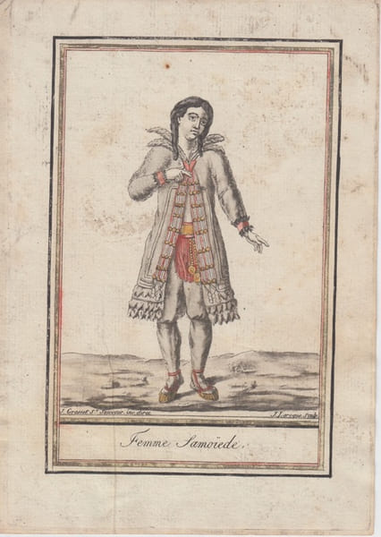 Femme Samoiede.Costumes civils actuels de tous les peuples connus, dessin&eacute;s d'apr&egrave;s nature, grav&eacute;s et colori&eacute;s, accompagn&eacute;s d'une note historique sur ...