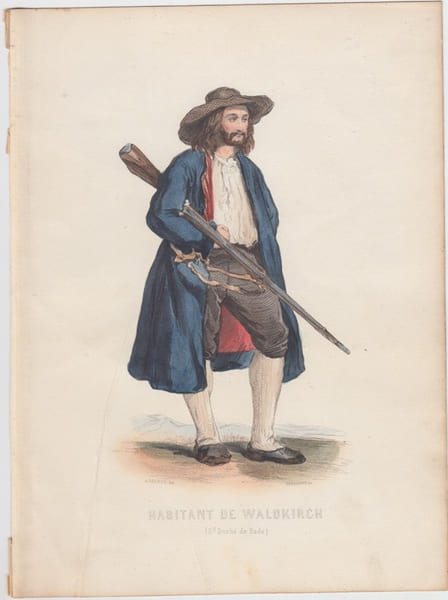 habitant de Waldkirch,Gravure XIXe s.,colori&eacute;e. 
