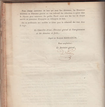 INSTRUCTIONS GENERALES N° 873 à 915 / 1819 forêts; documents admistratifs signés. Baron BARRAIRON Directeur géneral  de l'Enregistrement et Des ...