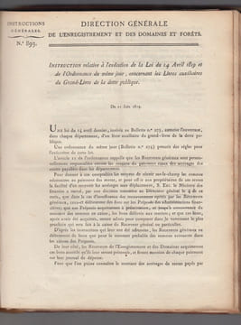 INSTRUCTIONS GENERALES N° 873 à 915 / 1819 forêts; documents admistratifs signés. Baron BARRAIRON Directeur géneral  de l'Enregistrement et Des ...