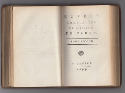 Oeuvres complettes (sic!) du chevalier de Parny.
