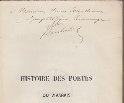 HISTOIRE DES POËTES DU VIVARAIS (d'aprés des documents inédits).. VASCHALDE (Henry).