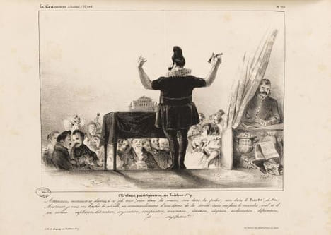 [PRESTIDIGITATION].- Mr Bosco, prestidigitateur.Lithographie originale sur Velin blanc. GRANDVILLE et FOREST.[PRESTIDIGITATION].