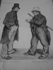 Un rentier des bons royaux. Un rentier des Cortès. - Lithographie originale.. Honoré Daumier (1808-1879).