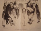 Les honneurs du Panthéon.Aux grands hommes la Patrie reconnaissante.- Lithographie originale.. Honoré Daumier (1808-1879).