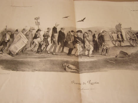 Route de Pantin. Les hommes usés .Lithographie originale sur Velin blanc.. Traviès de Villers,Charles Joseph - Talleyrand-Périgord,