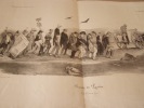 Route de Pantin. Les hommes usés .Lithographie originale sur Velin blanc.. Traviès de Villers,Charles Joseph - Talleyrand-Périgord,