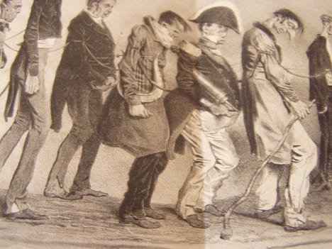 Route de Pantin. Les hommes usés .Lithographie originale sur Velin blanc.. Traviès de Villers,Charles Joseph - Talleyrand-Périgord,
