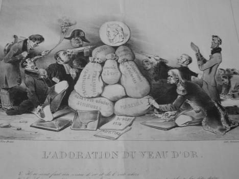 L'ADORATION DU VEAU D'OR.Lithographie originale sur Velin blanc.. Traviès de Villers,Charles Joseph