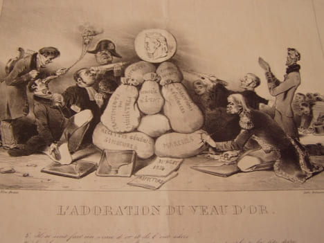 L'ADORATION DU VEAU D'OR.Lithographie originale sur Velin blanc.. Traviès de Villers,Charles Joseph