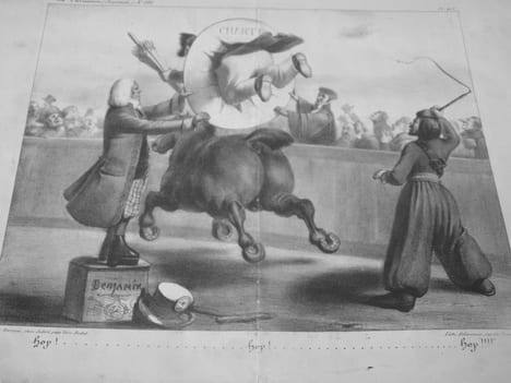 Hop!.…………. hop ! ……………… hop !!!! - Lithographie parue dans le N° 191 du journal la Caricature du 3 juillet 1834. . Roubaud, Benjamin (dit Benjamin) ...