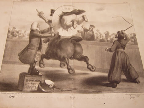 Hop!.…………. hop ! ……………… hop !!!! - Lithographie parue dans le N° 191 du journal la Caricature du 3 juillet 1834. . Roubaud, Benjamin (dit Benjamin) ...