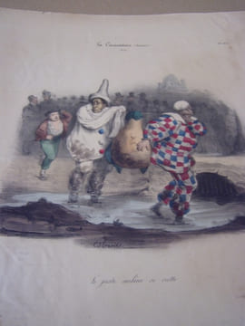 LE JUSTE MILIEU SE CROTTE - lithographie originale coloriée. Traviès de Villers,Charles Joseph 