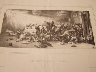 LE FESTIN DE BALTHASAR -- Lithographie originale en noir sur Velin blanc.