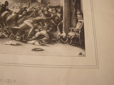 LE FESTIN DE BALTHASAR -- Lithographie originale en noir sur Velin blanc.
