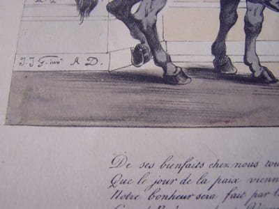 Voyage... vive le rrrroi 1833 - Lithographie, Coloriée -Voyage de la pensée immuable à travers les populations empressées 1-