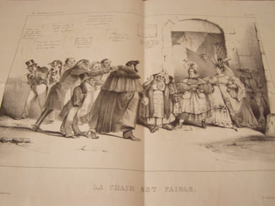 La chair est faible.Lithographie en noir ,(Planche n°221-222)
