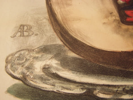 La Poire et ses Pépins -- Lithographie originale en couleur double sur Velin blanc.. Auguste Bouquet,