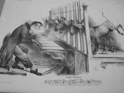Orgue-Viennet Lithographie originale en noir sur Velin blanc.