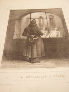 La République a pâli...- Lithographie originale en noir sur Velin blanc.