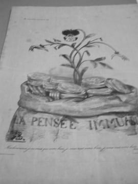 Mes bons amis, je ne veux que votre bien, je veux tout votre bien, je veux tout votre bien…- Lithographie originale en noir sur Velin blanc.. Bouquet, ...